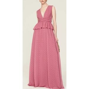 LDT Pink Chiffon Peplum Waist Gown Dress Size 4